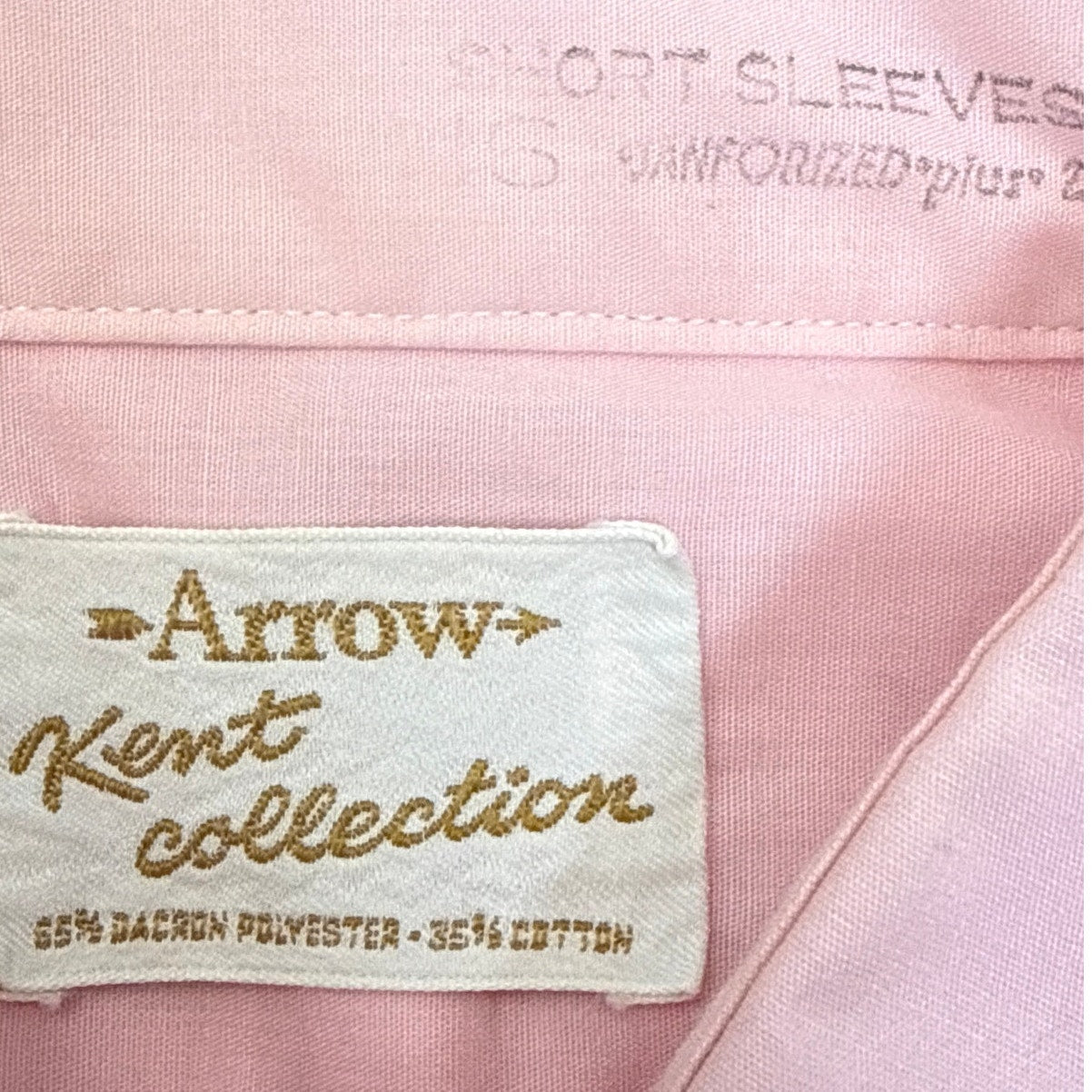 Vintage 70s Arrow Kent Pink Short Sleeve Button Front Shirt Men's Large