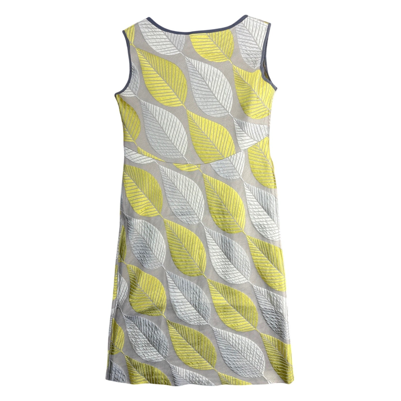 Vintage 90s Silver Chartreuse Sleeveless A-Line Rayon Dress Leaf Women's Medium