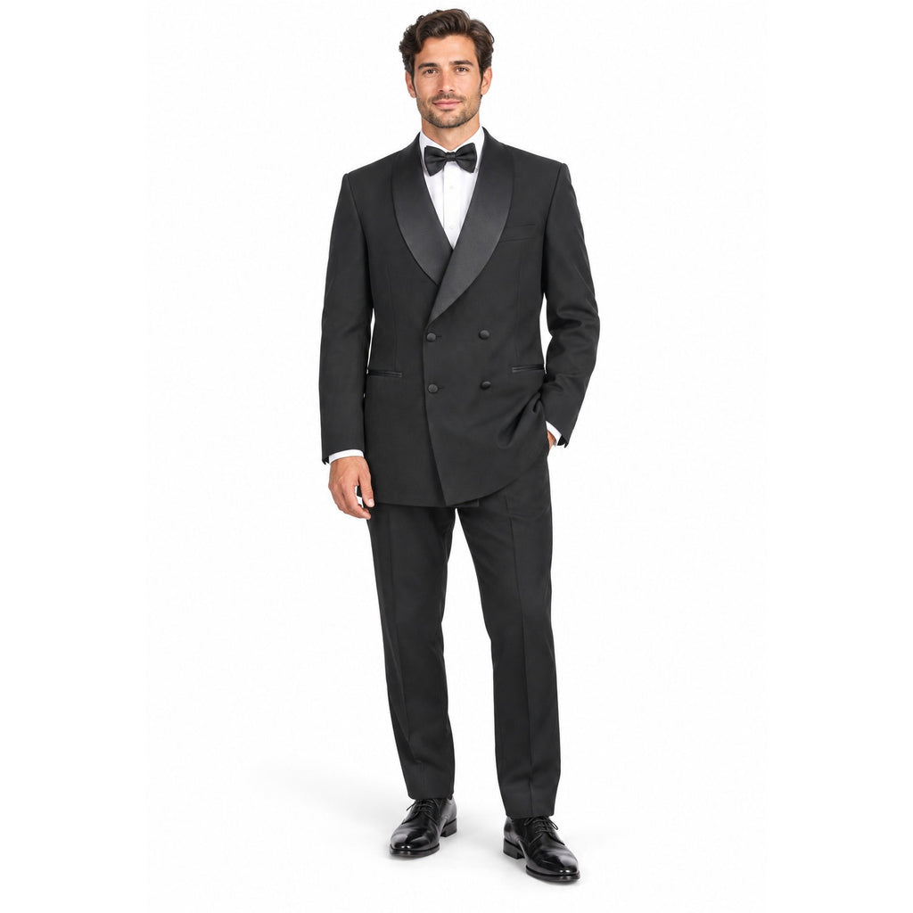 Vintage 90s After Six Positano II Black Wool Tuxedo Jacket 39XL