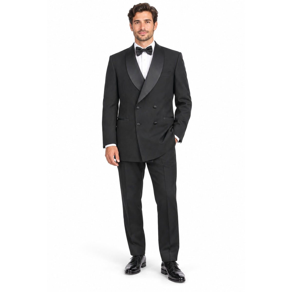 Vintage 90s After Six Positano II Black Wool Tuxedo Jacket 39XL