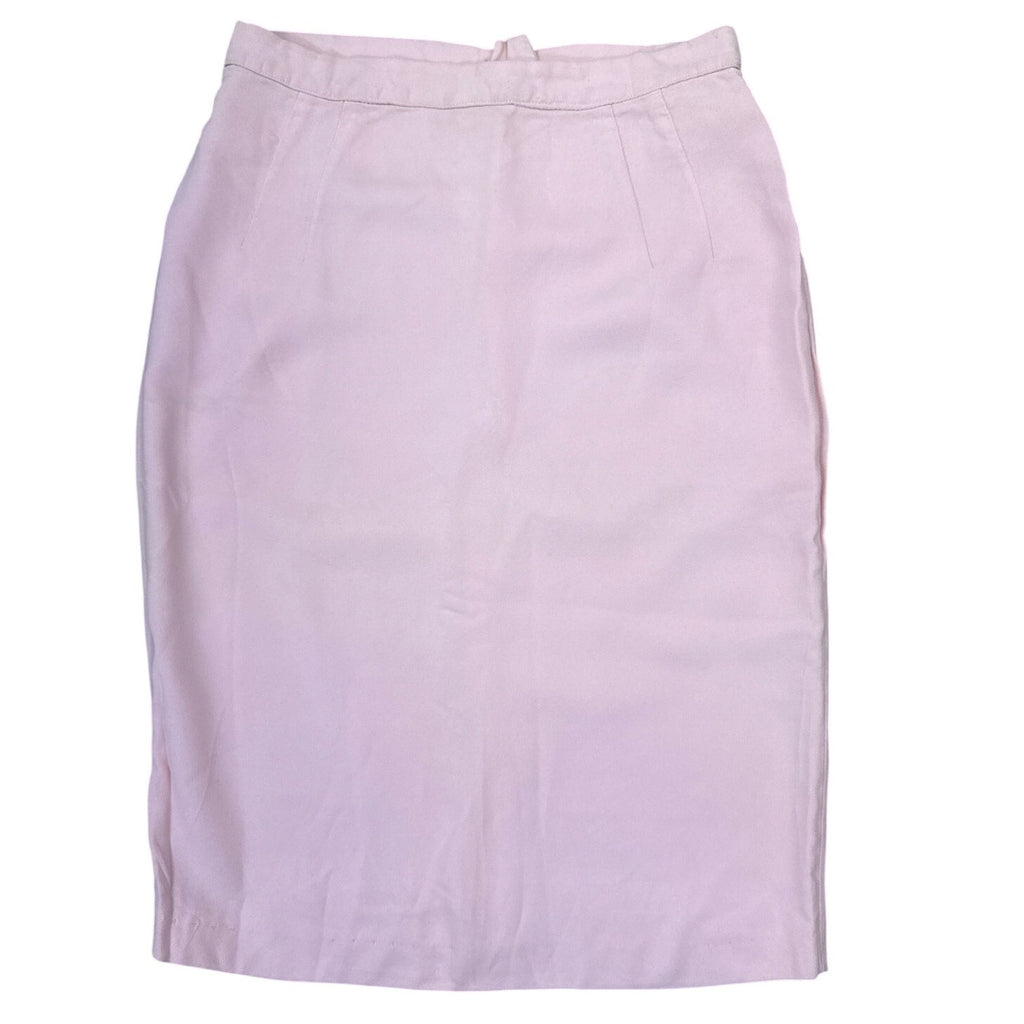 Vintage 70s Women's XS Baby Pink Polyester Crepe Pencil Skirt Union Label