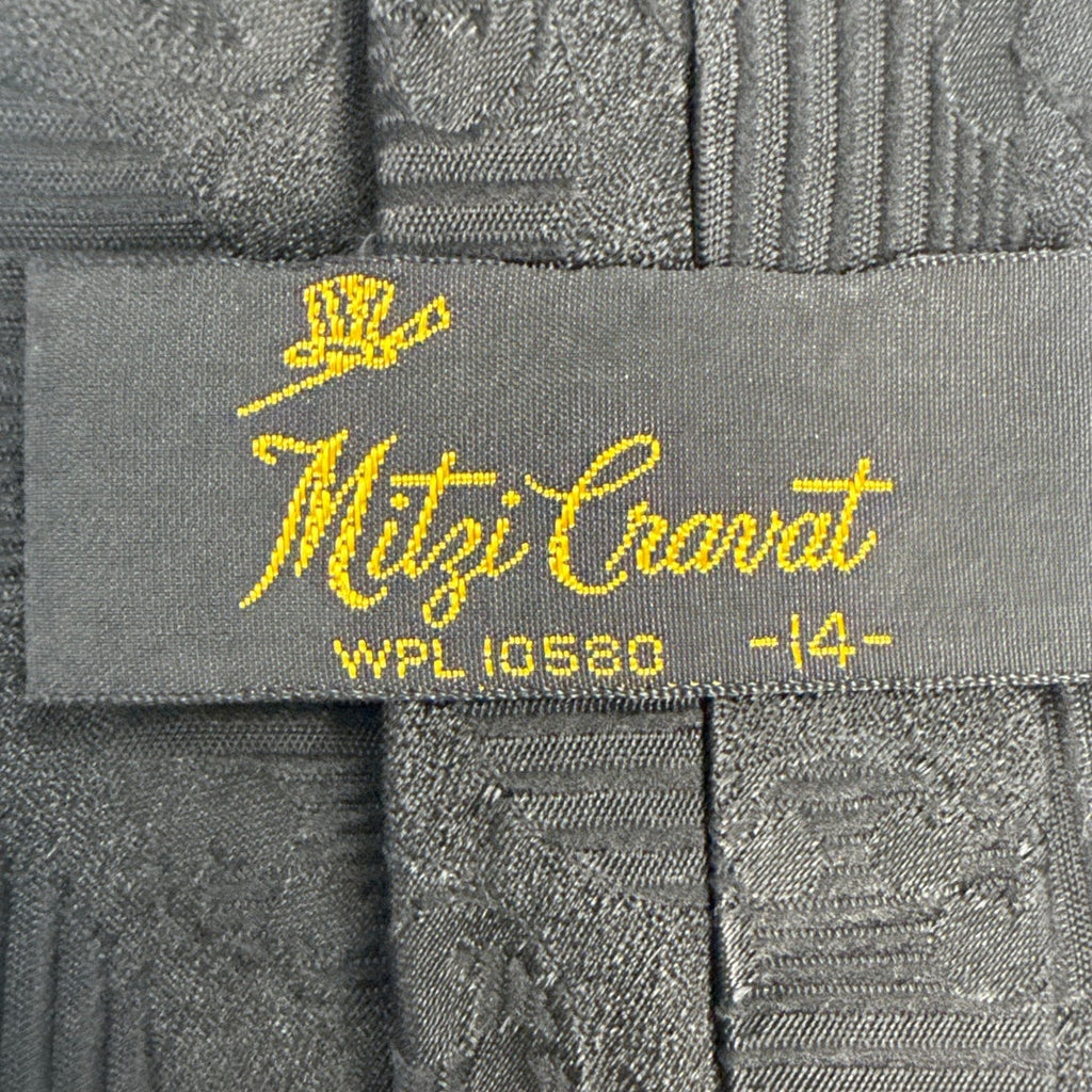 Vintage 70s Mitzi Cravat Black Geometric Clip-On Tie Mens One Size 3.75”
