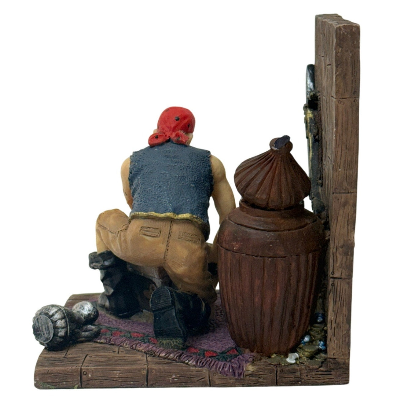 Vintage 90s Resin Pirate Bookend Treasure Chest Nautical Library Shelf Decor