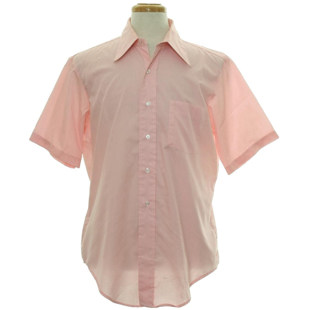Vintage 70s Arrow Kent Pink Short Sleeve Button Front Shirt Men's Large