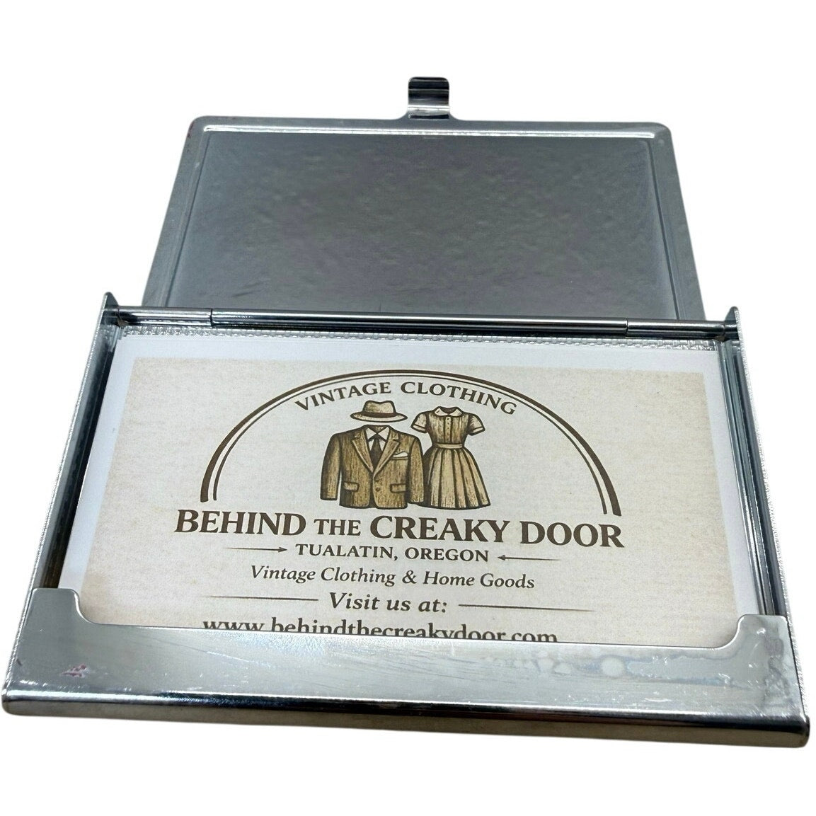 Brighton Business Card Holder Mirror Silver 2.5x3.5