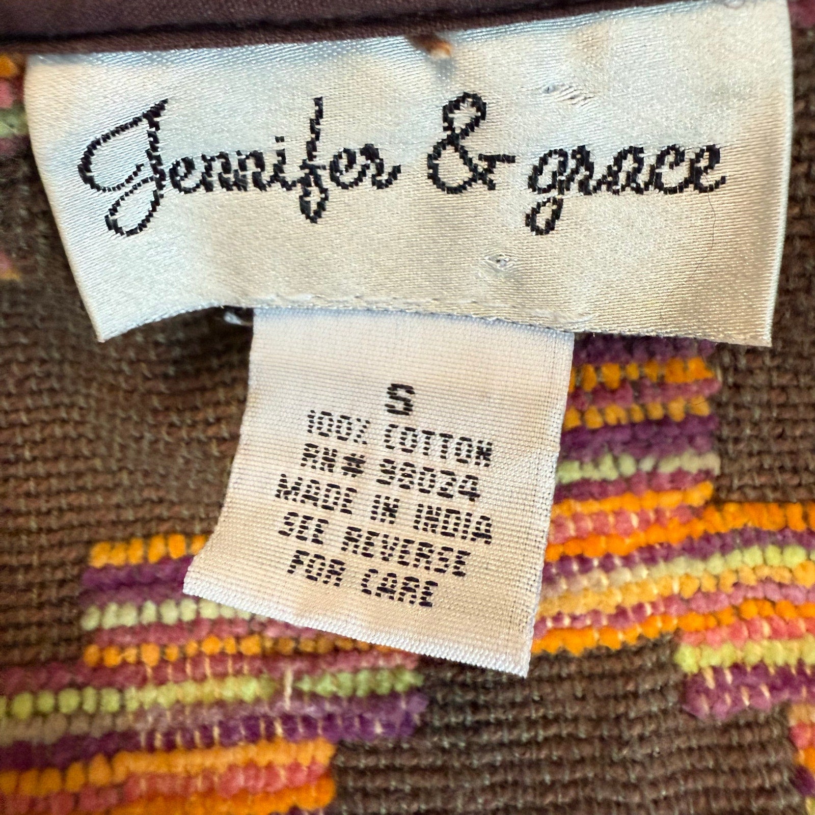 Jennifer & Grace Southwestern Aztec Tapestry Jacket Women's Small Cotton