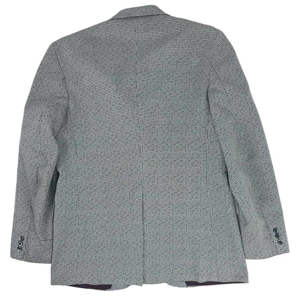 Vintage 1970s Men's Blue Gray Houndstooth Polyester Blazer Jacket 40