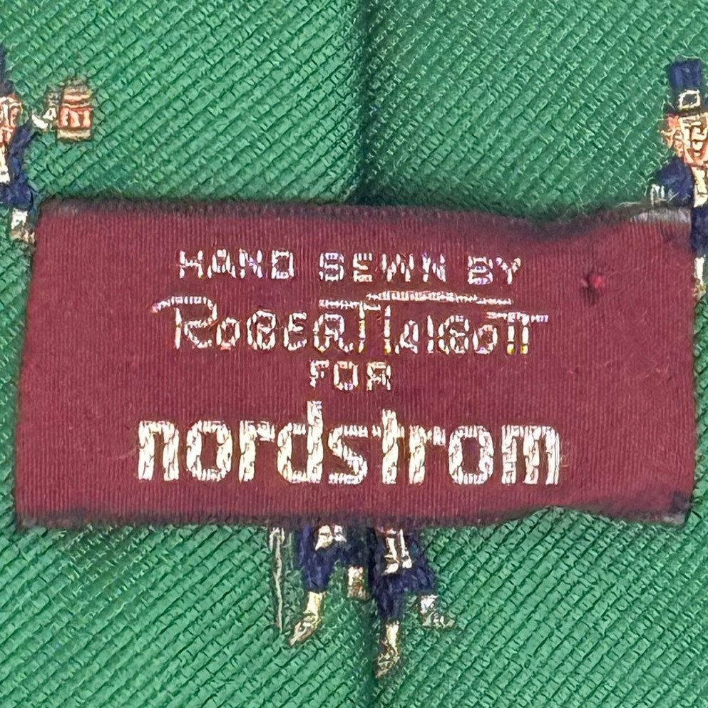Vintage 90s Robert Talbott Nordstrom Leprechaun Silk Tie Green Novelty Necktie