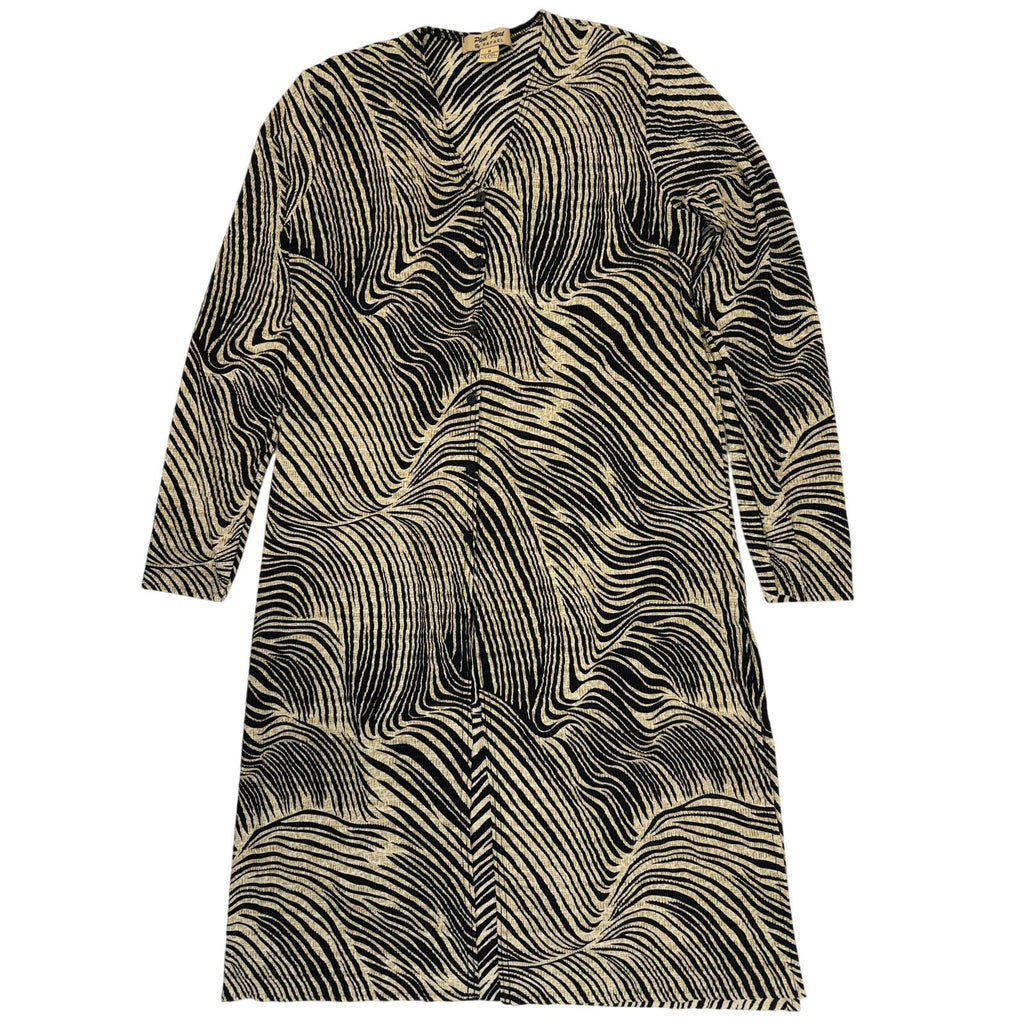 Vintage 80s Zebra Print Button Front Midi Dress Women Medium Pleat Pleat Rafael