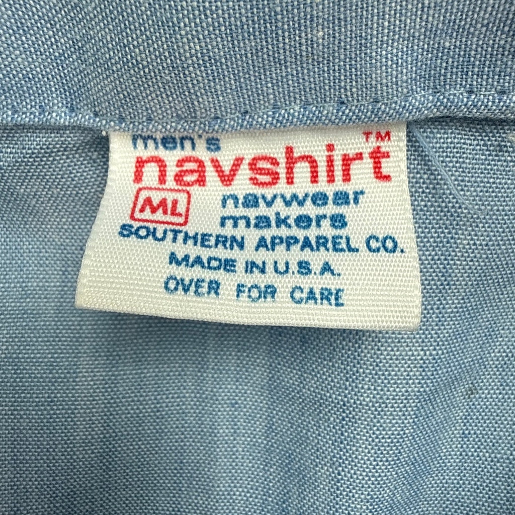 Vintage 80s Navshirt US Navy Utility Work Shirt Mens Medium Long