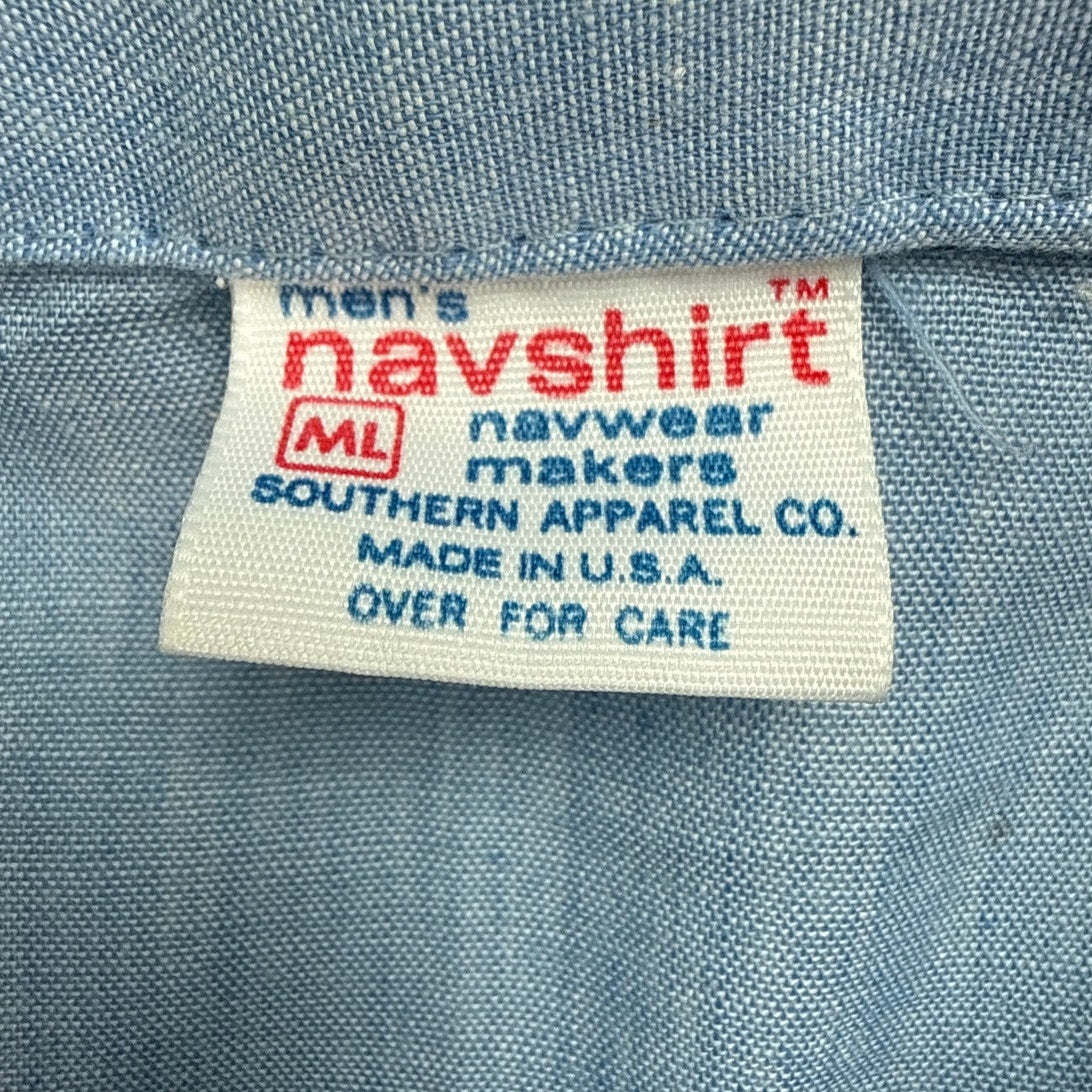 Vintage 80s Navshirt US Navy Utility Work Shirt Mens Medium Long