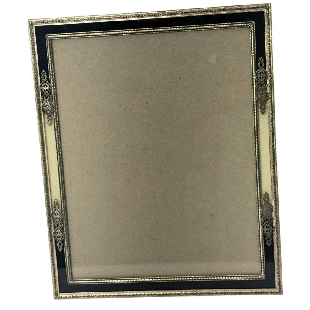 Antique Floral Metal Picture Frame Easel Back Fits 8x10 Photo Art Deco