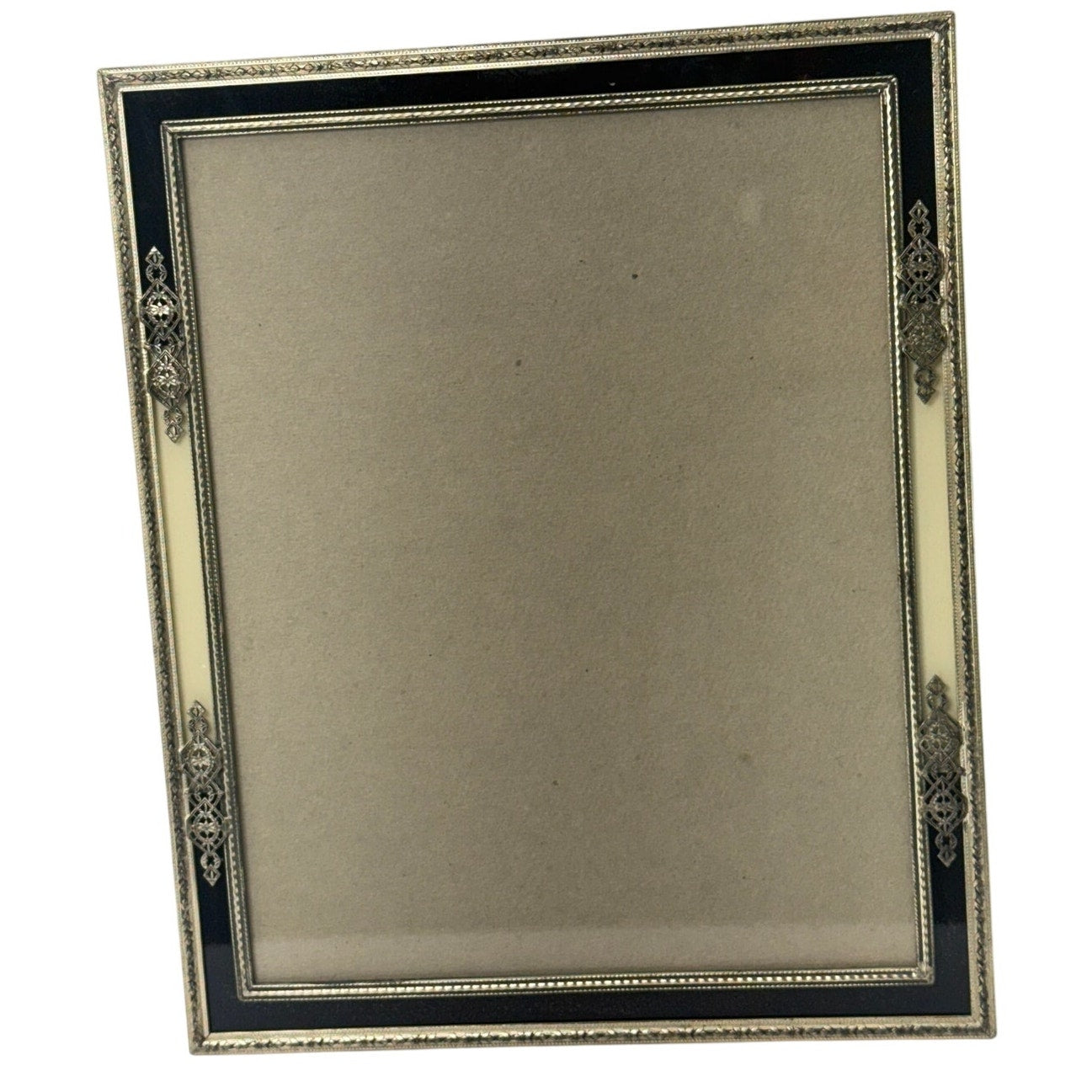 Antique Floral Metal Picture Frame Easel Back Fits 8x10 Photo Art Deco