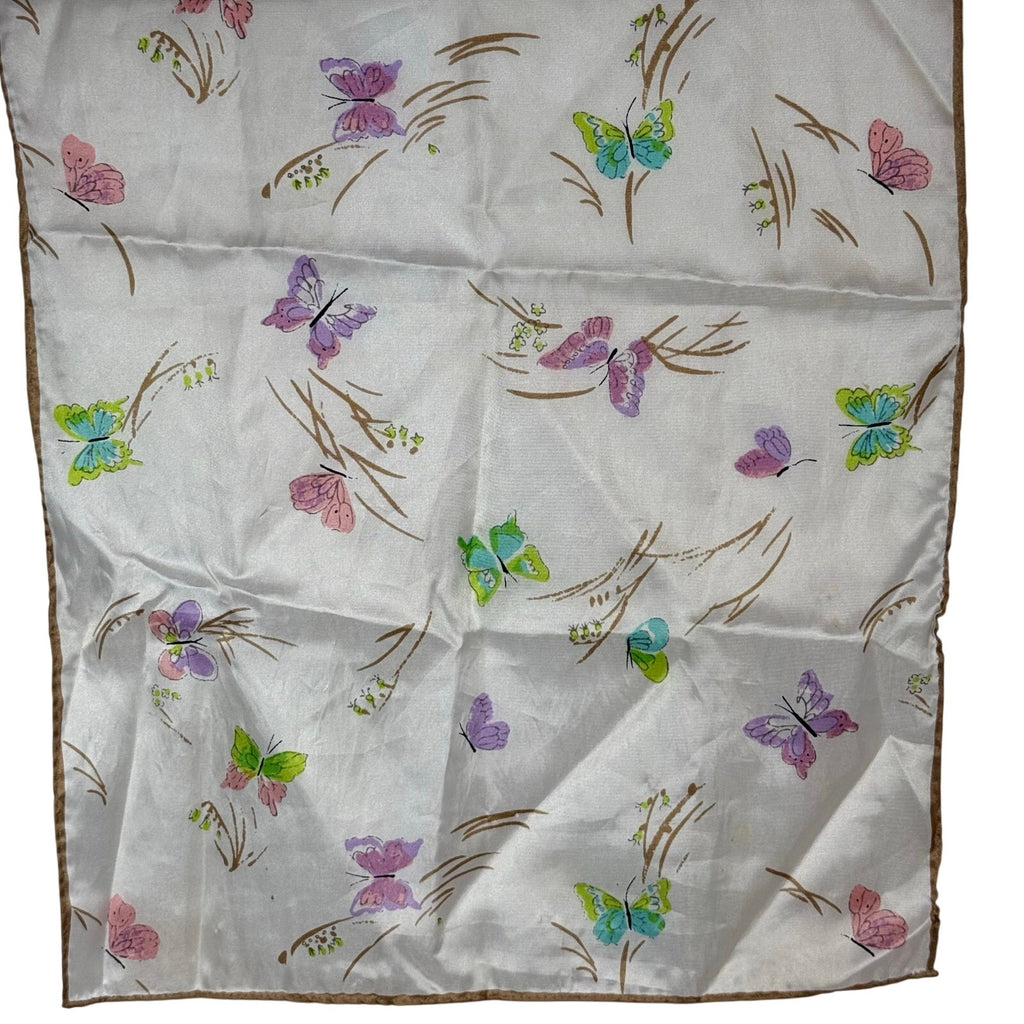 Vintage 60s Women's Scarf Signed Vera Neumann Pastel Spring Butterfly