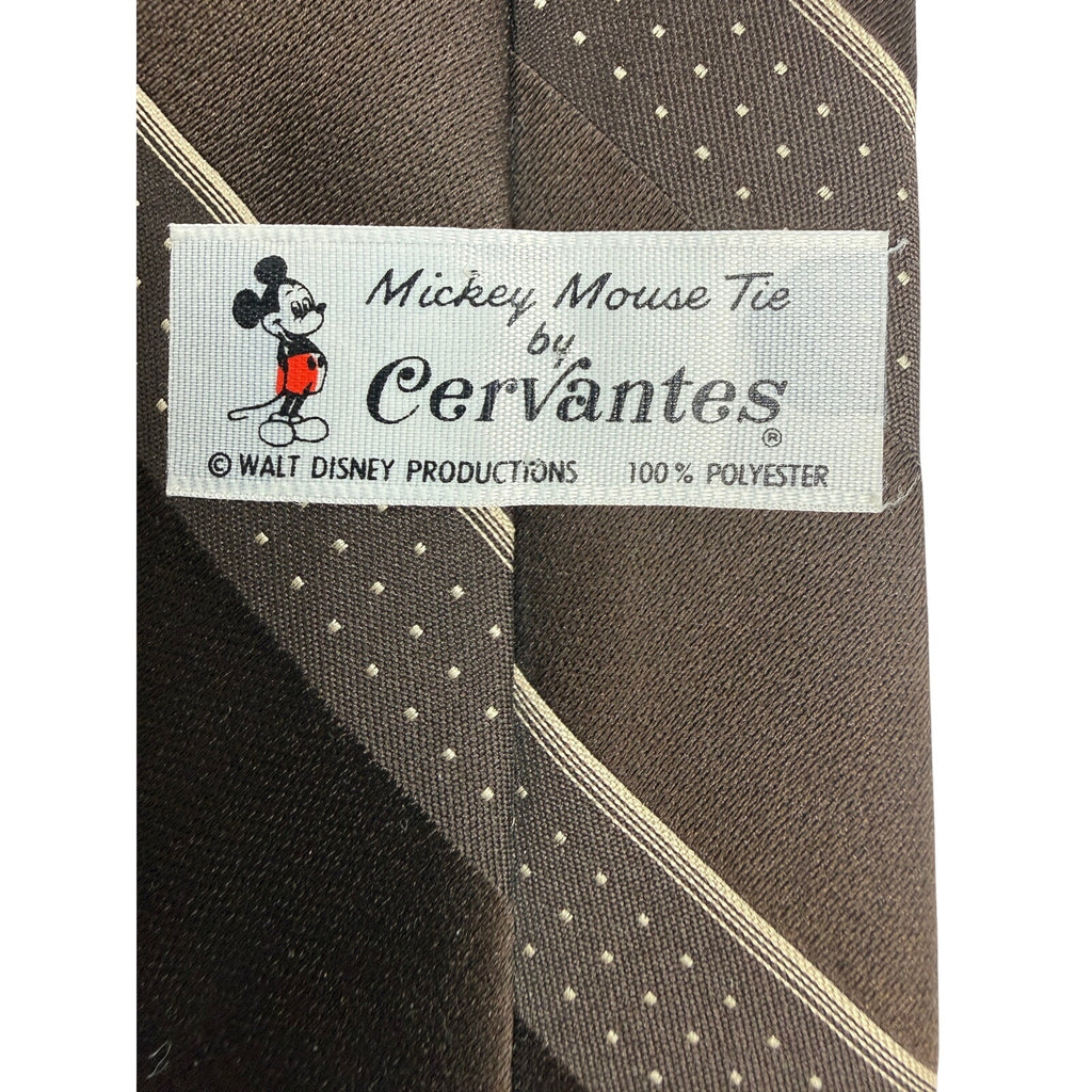 Vintage 1970s Mickey Mouse Cervantes Brown Striped Men’s Disney Necktie