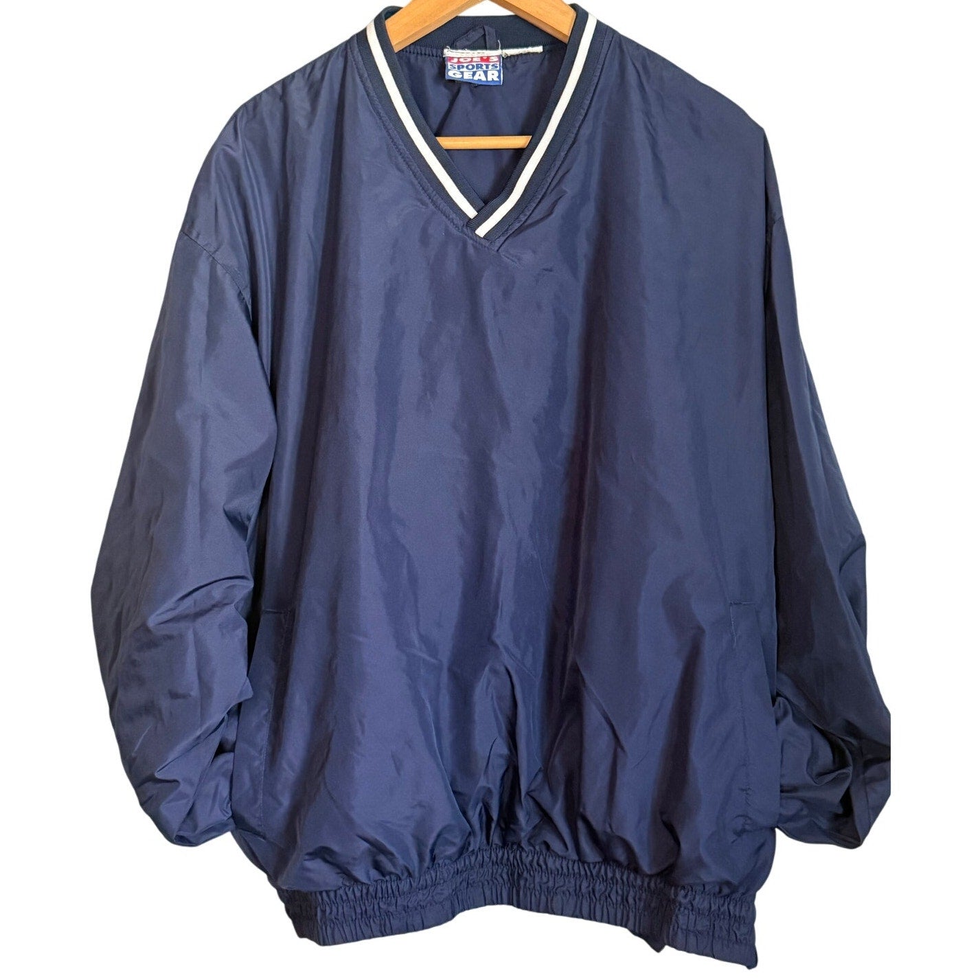 Vintage 90s Men's Large Windbreaker Pullover Warm Up Top Jersey Lined Baseball