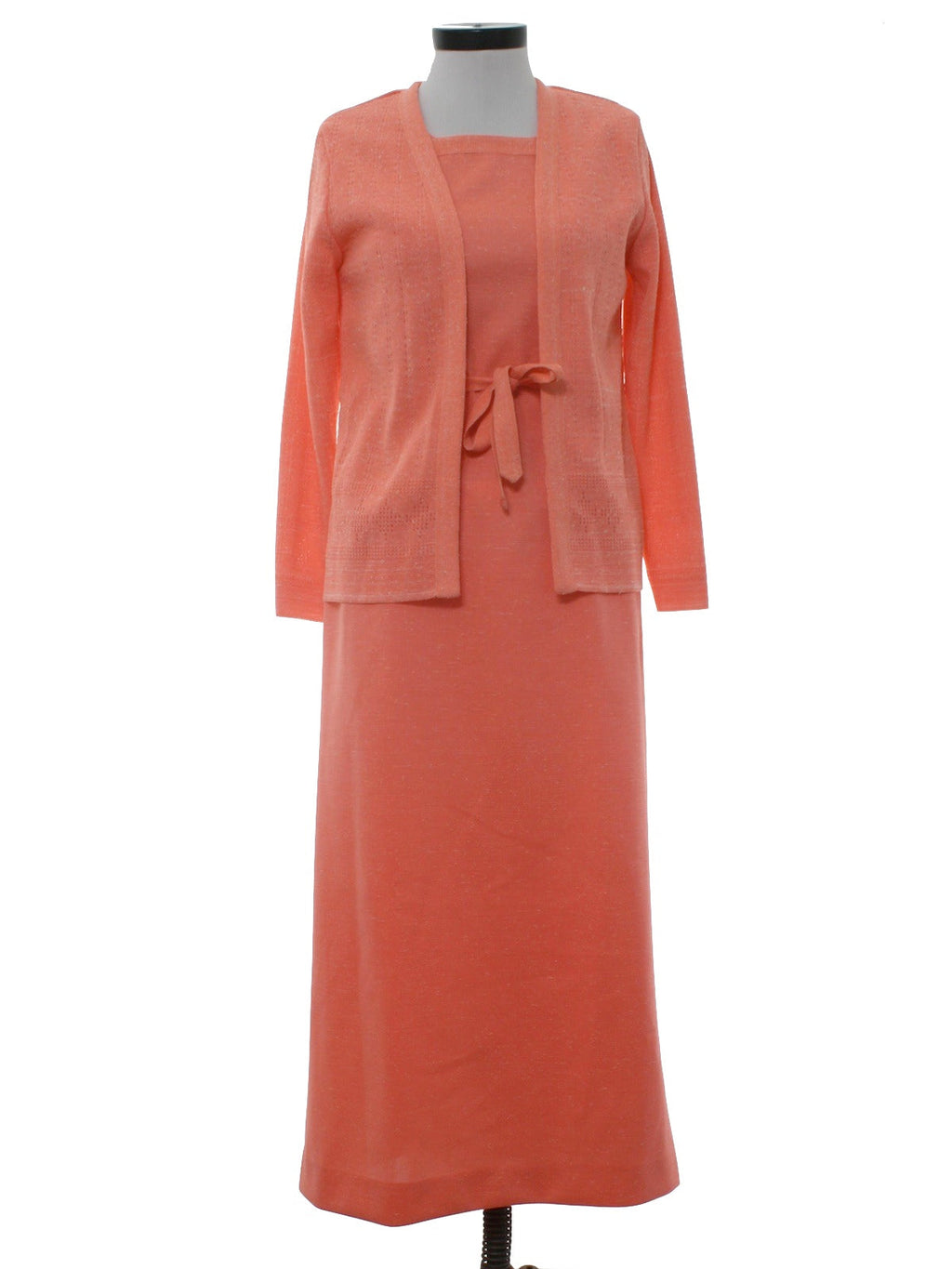 Vintage 70s Women's Small Mod Knit Two Piece Maxi Dress