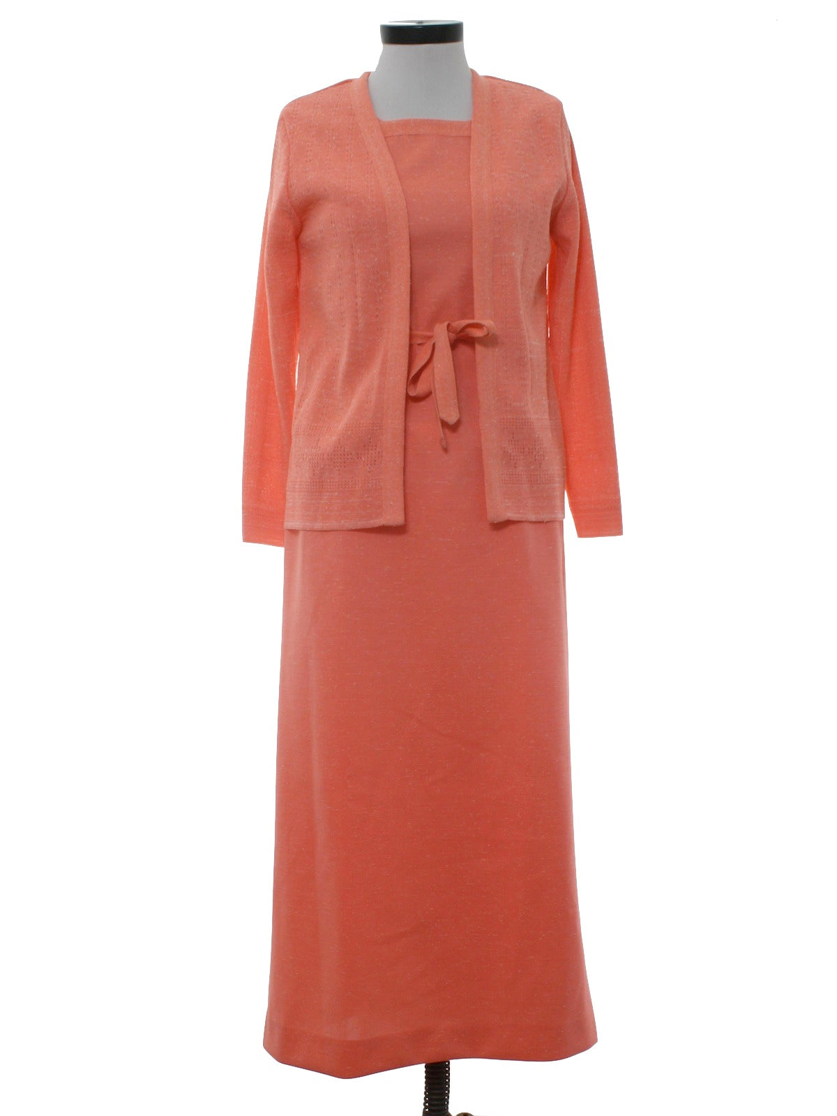 Vintage 70s Women's Small Mod Knit Two Piece Maxi Dress