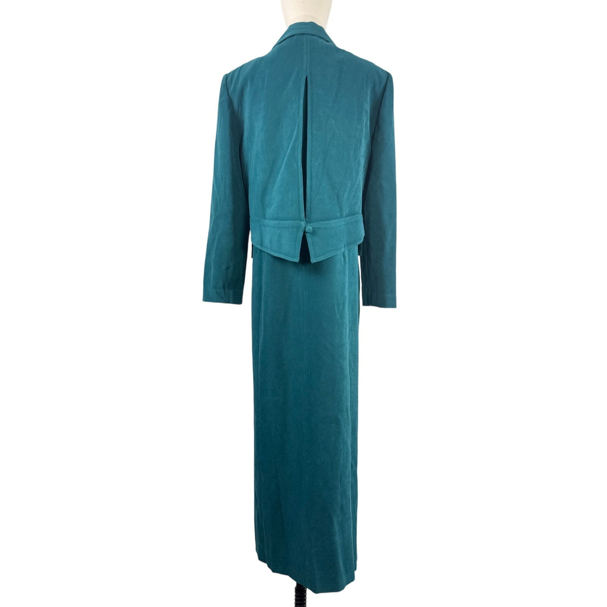 Vintage 90s Karin Stevens Teal Faux Suede Dress Jacket Set Size 14 Women's Large