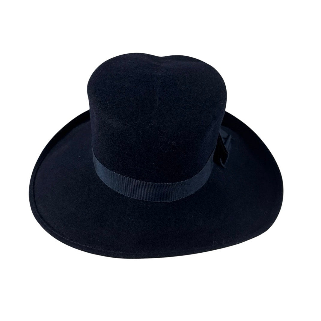 Vintage 80s Atmosphere Collection Navy Blue Felt Wide Brim Hat
