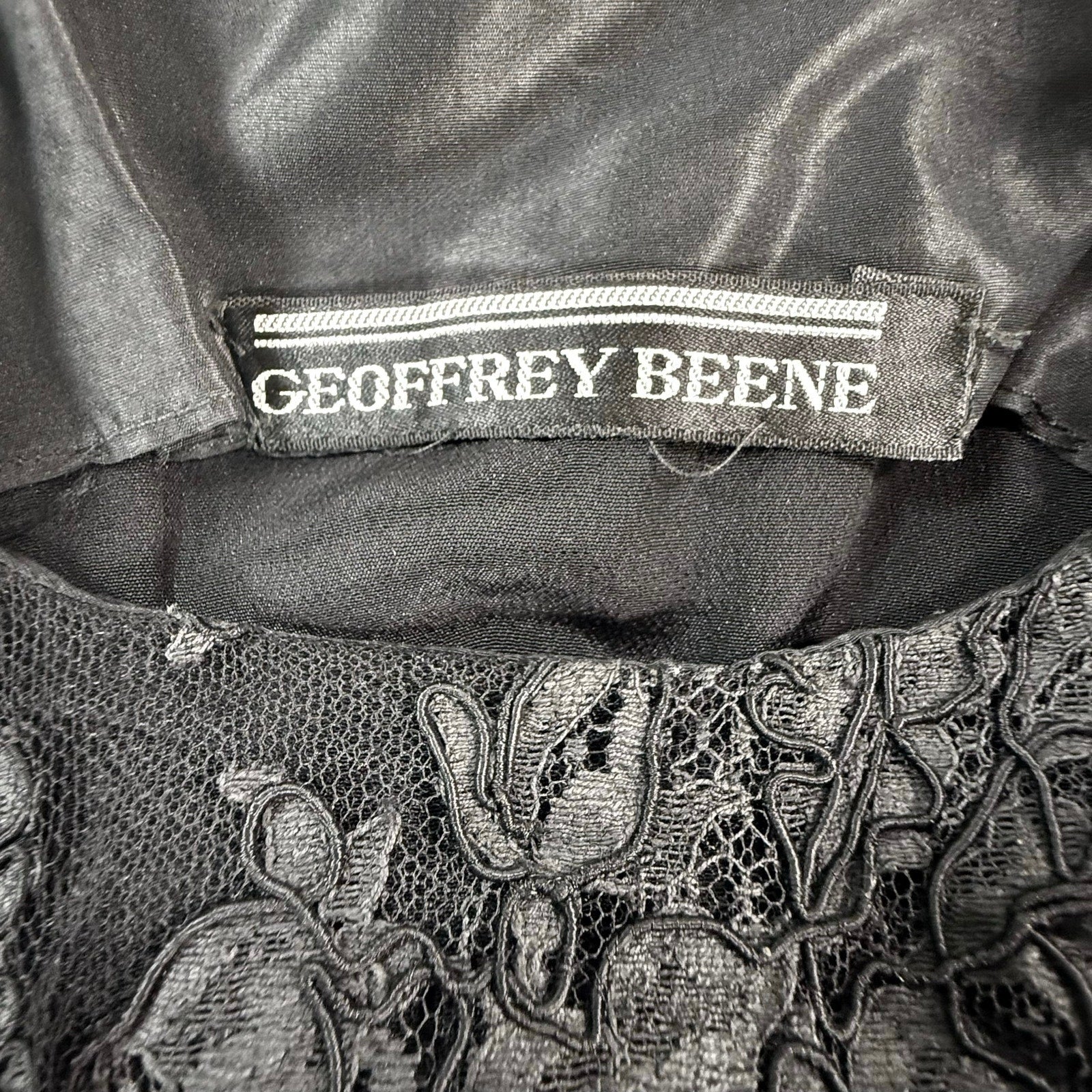 Vintage 90s Geoffrey Beene Women's Small Black Lace Cocktail Dress