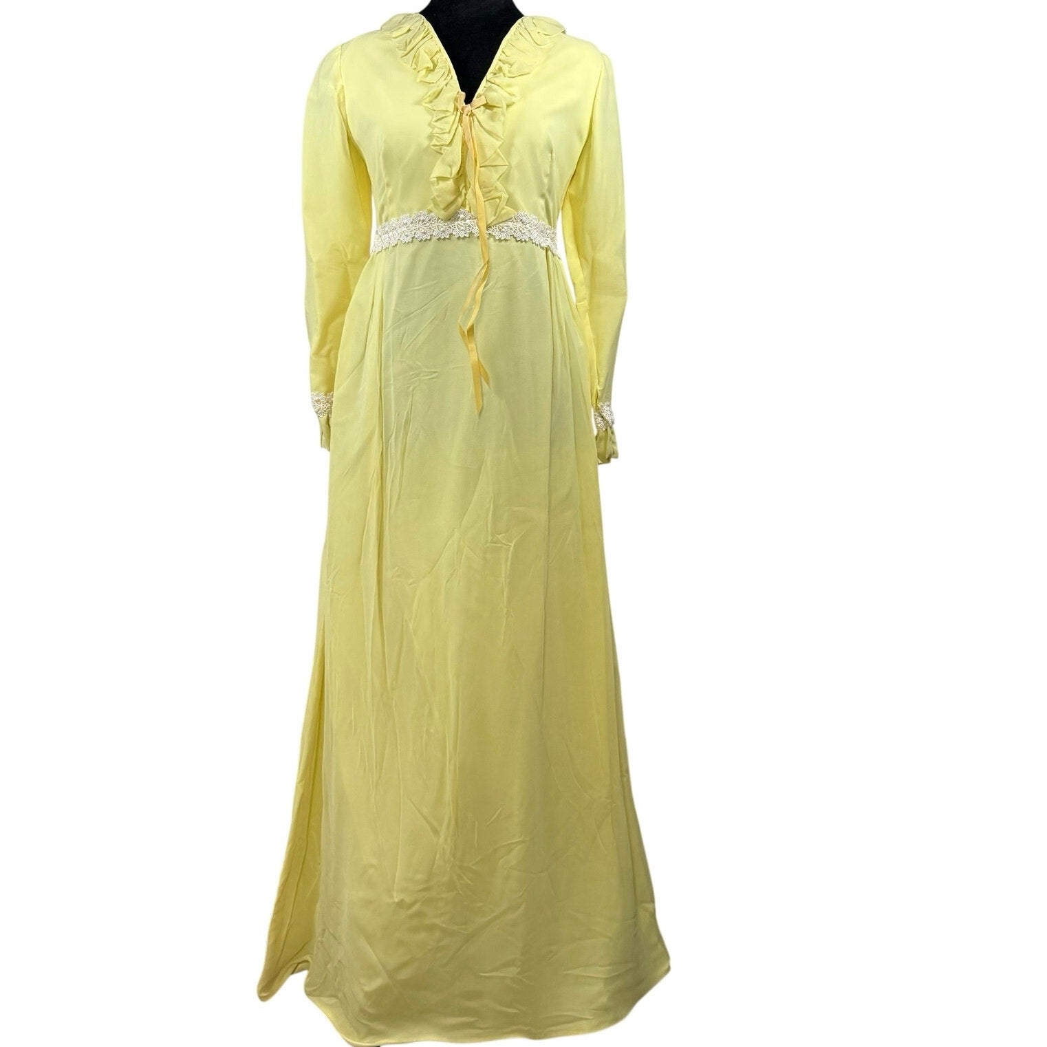 Womens Prom or Bridesmaid Dress 70s Yellow Gown