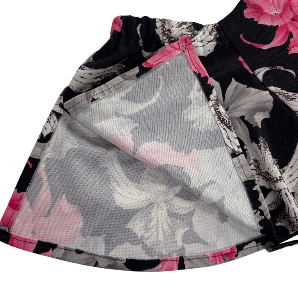 Vintage 1970s Floral Angel Wing Cold Shoulder Tunic Top Womens Medium