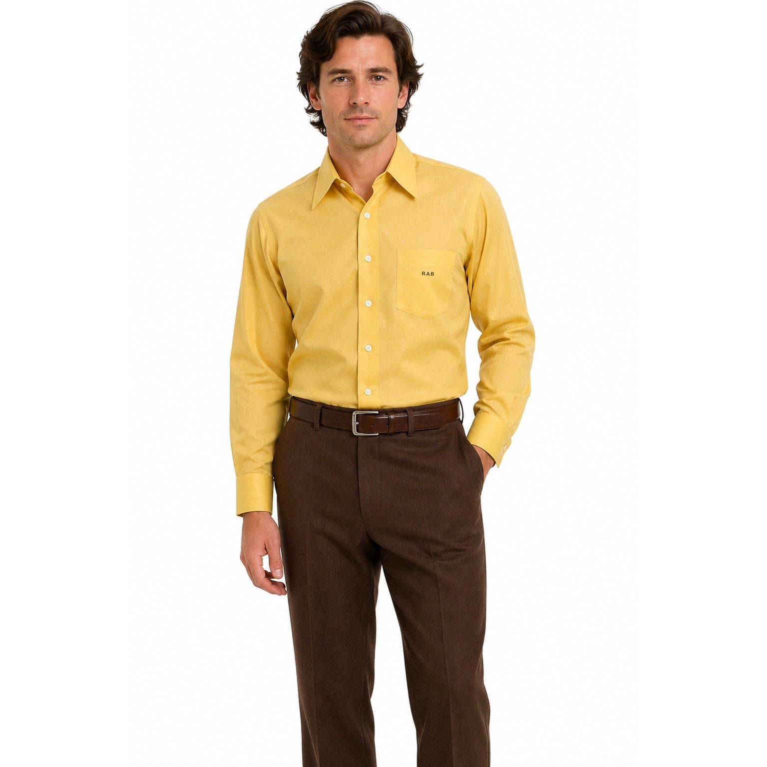 Vintage 70s Women's Large Hiras Ltd Yellow Silk Cotton Dress Shirt