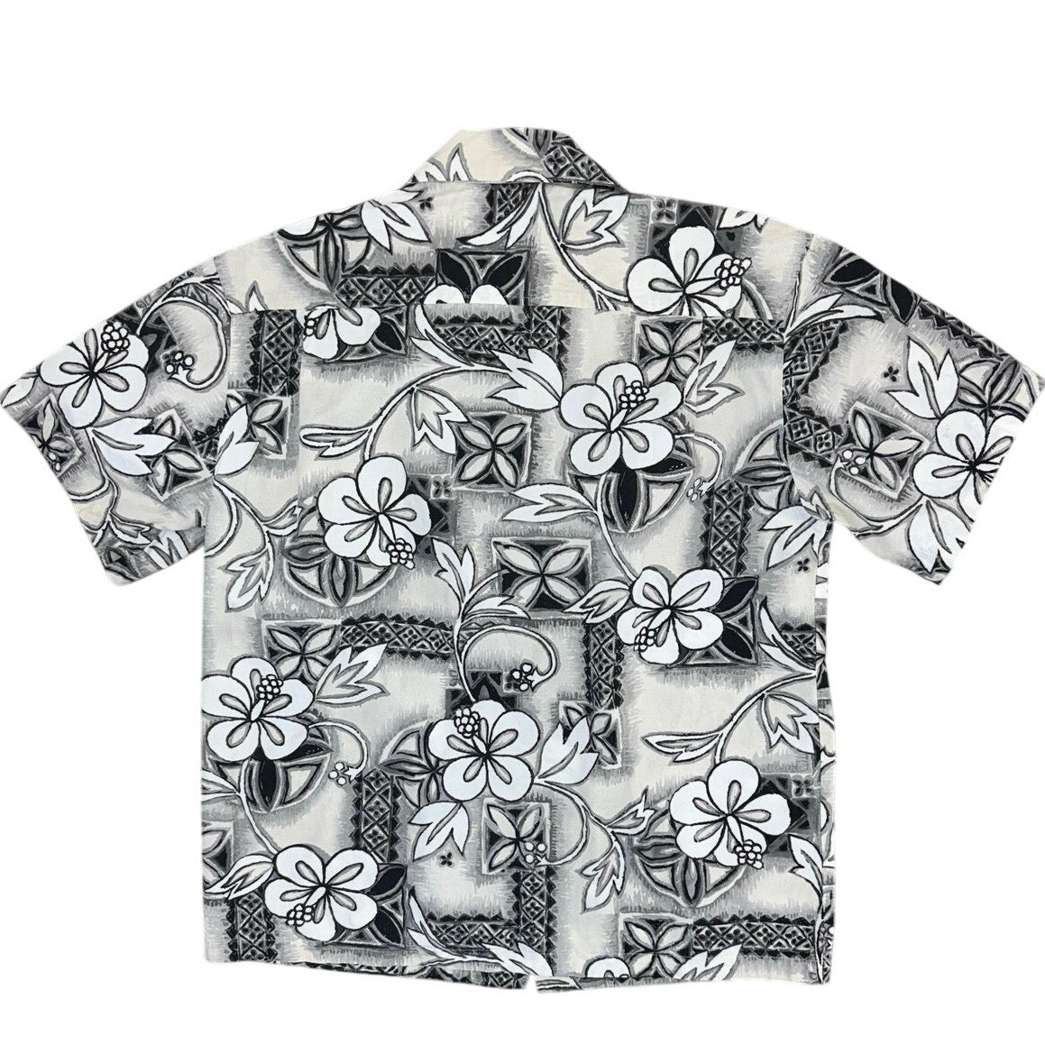 Vintage 90s Toes on the Nose Hawaiian Shirt Men's M Gray Floral Surf Camp Aloha