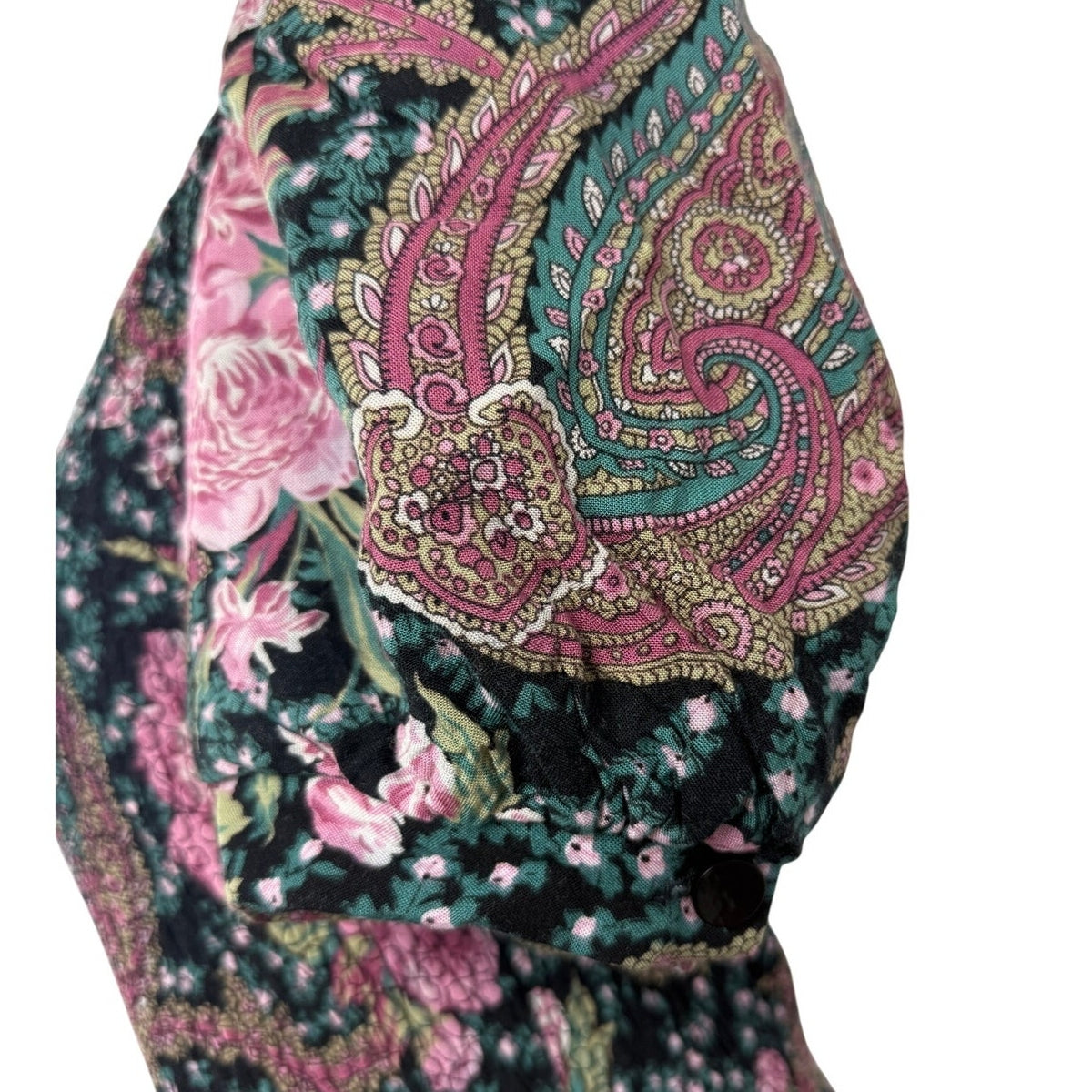 Vintage 80s ACT I New York Black Floral Drop Waist Midi Dress Women's 9/10