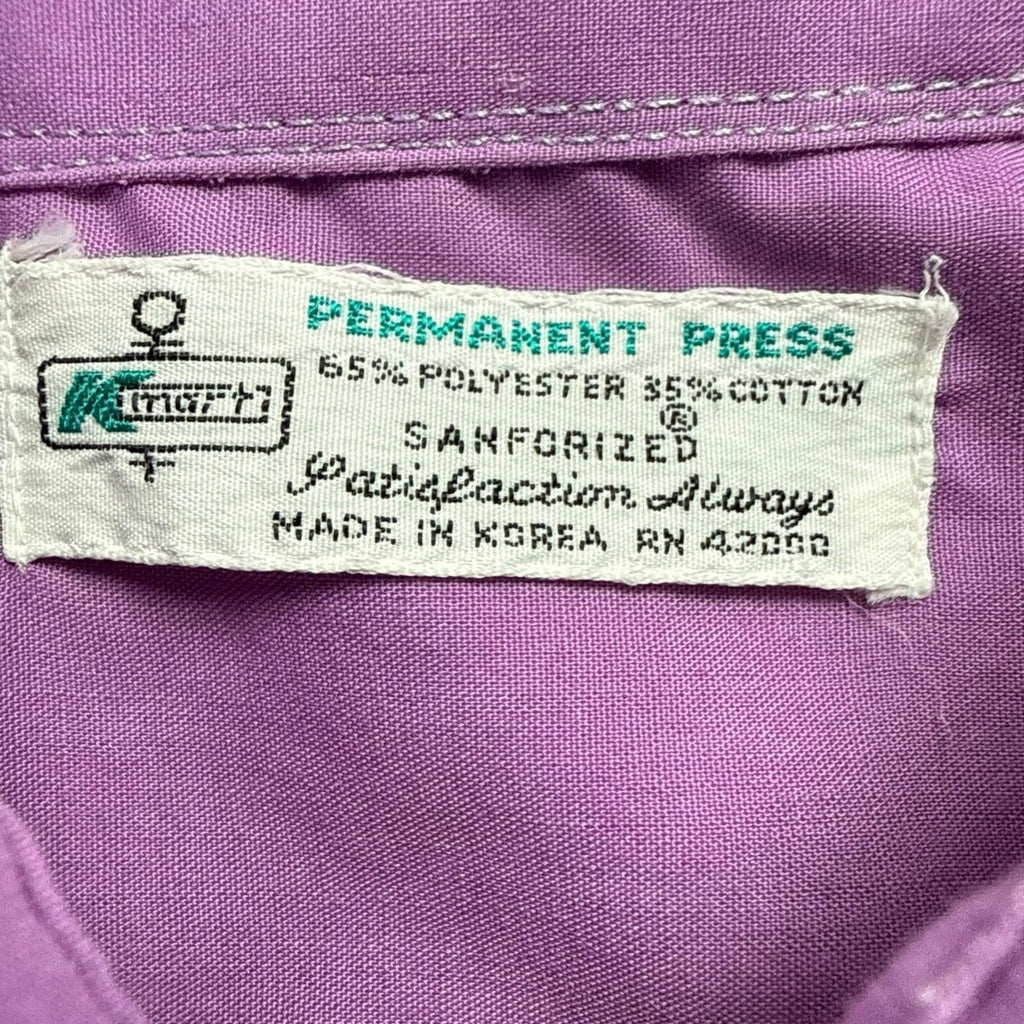 Vintage 70s Kmart Purple Point Collar Long Sleeve Disco Shirt Men’s L