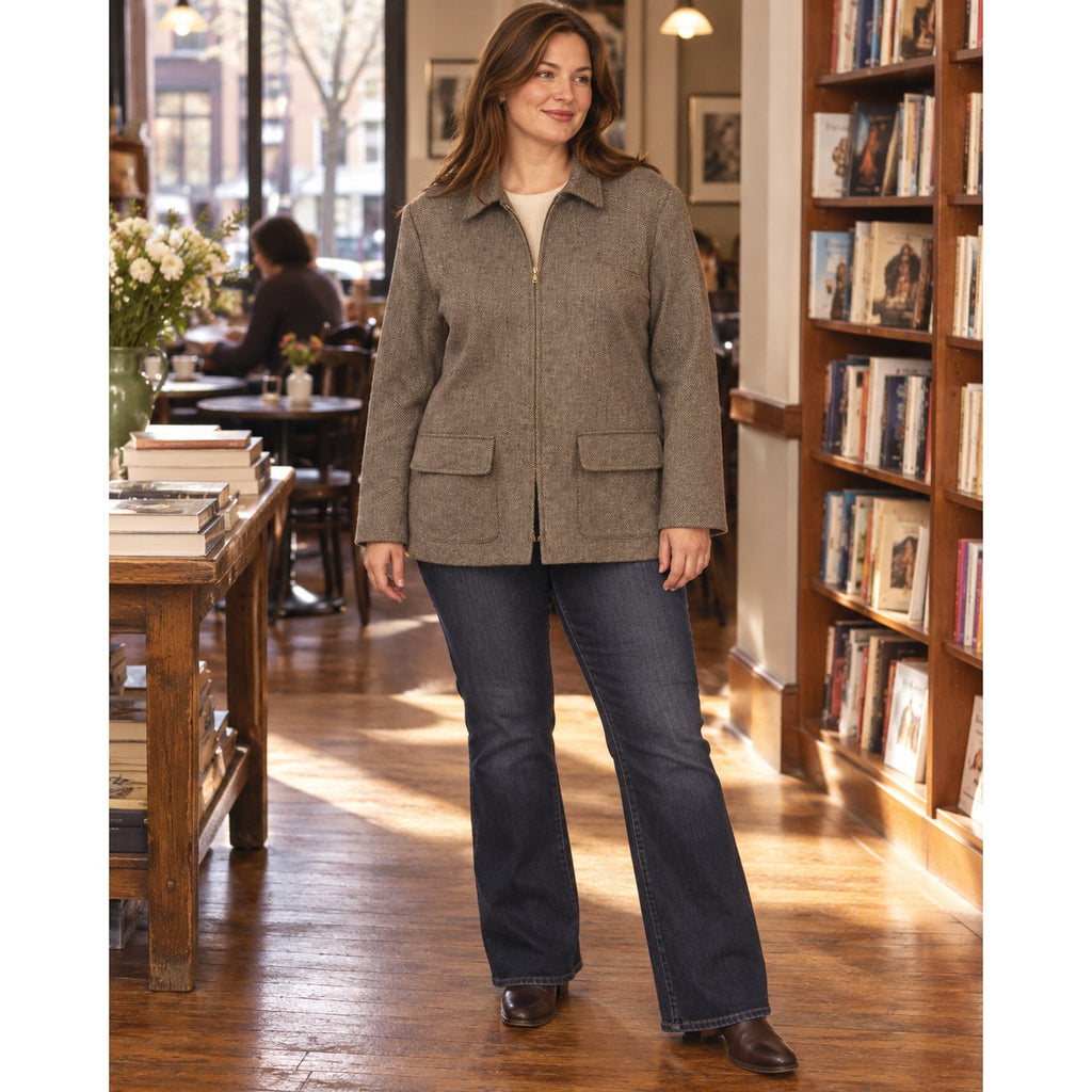 Vintage 2000s Lauren Ralph Lauren Herringbone Zip Jacket Women’s 18W
