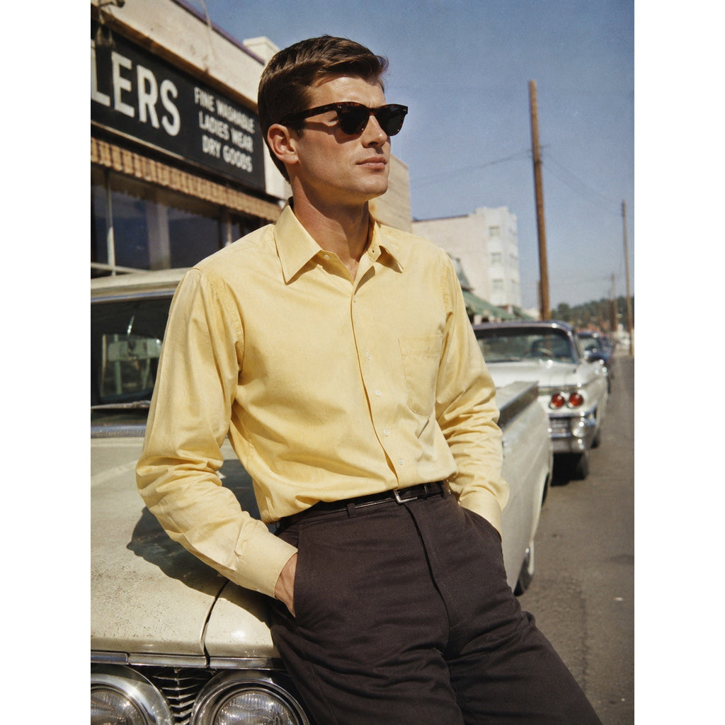 Vintage 1960s Men's Large Gold Yellow Button Down Shirt Arrow Belmont Club