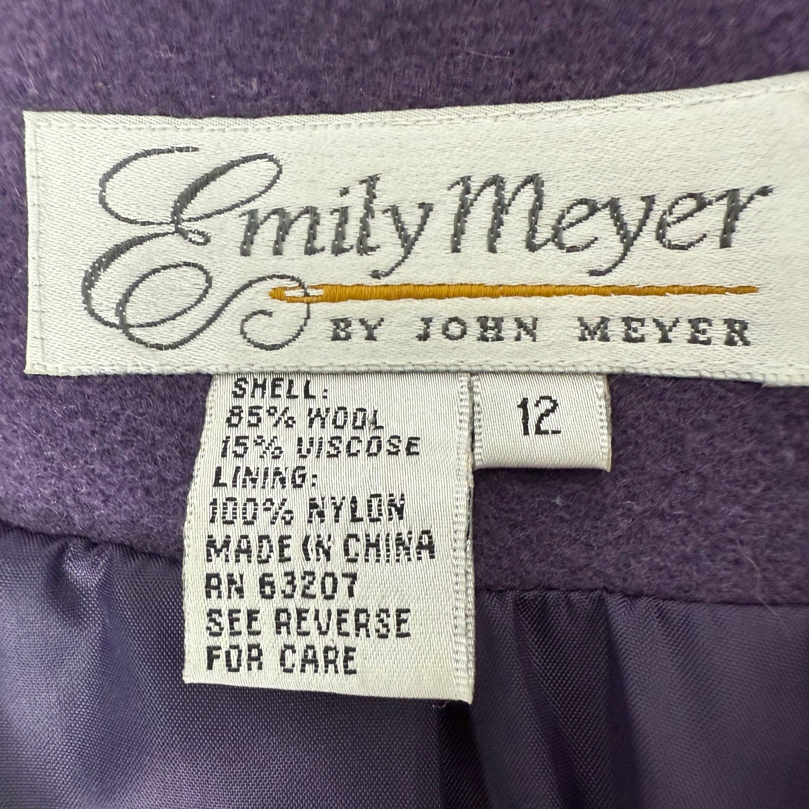 Vintage 80s Women's 12 Large Purple Blazer Jacket Emily Meyer Wool Blend Lined