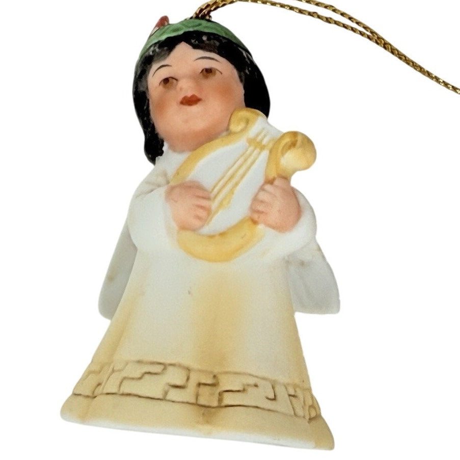 Vintage 80s Gregory Perillo Vague Shadows Native American Angel Bell Ornament