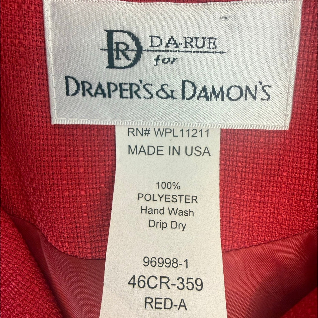 Vintage 90s Draper's & Damon's Red Blazer Studded Button Front Women's
