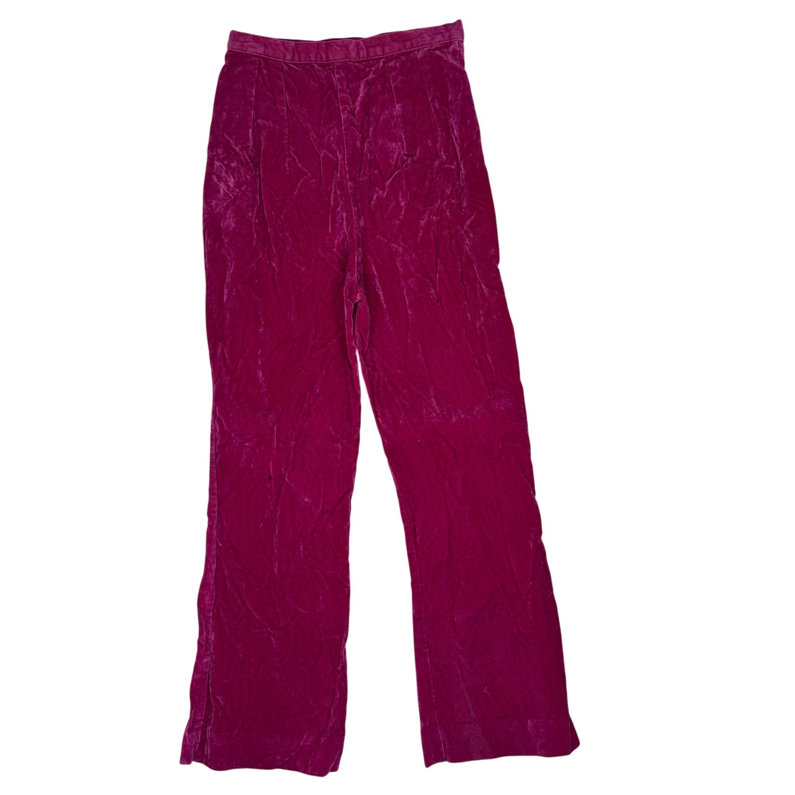 Vintage 70s Women's XS Magenta Velour Pants Alden’s Union Made 23" Waist