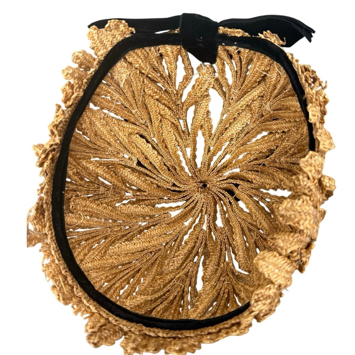 Vintage 50s Art Deco Flapper Hat Gold Black Velveteen Cocktail