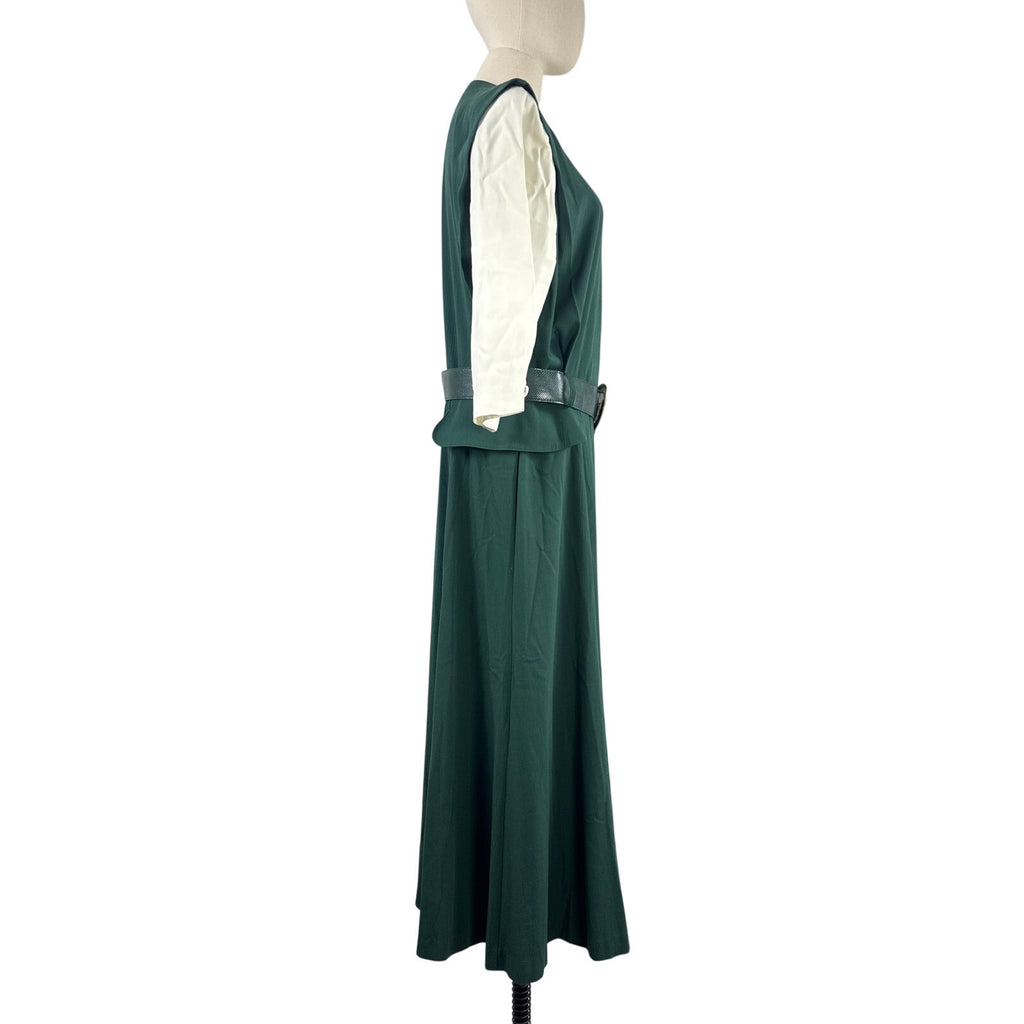 Vintage 80s R.J. Stevens Hunter Green Maxi Dress Size 16 Women's XL USA