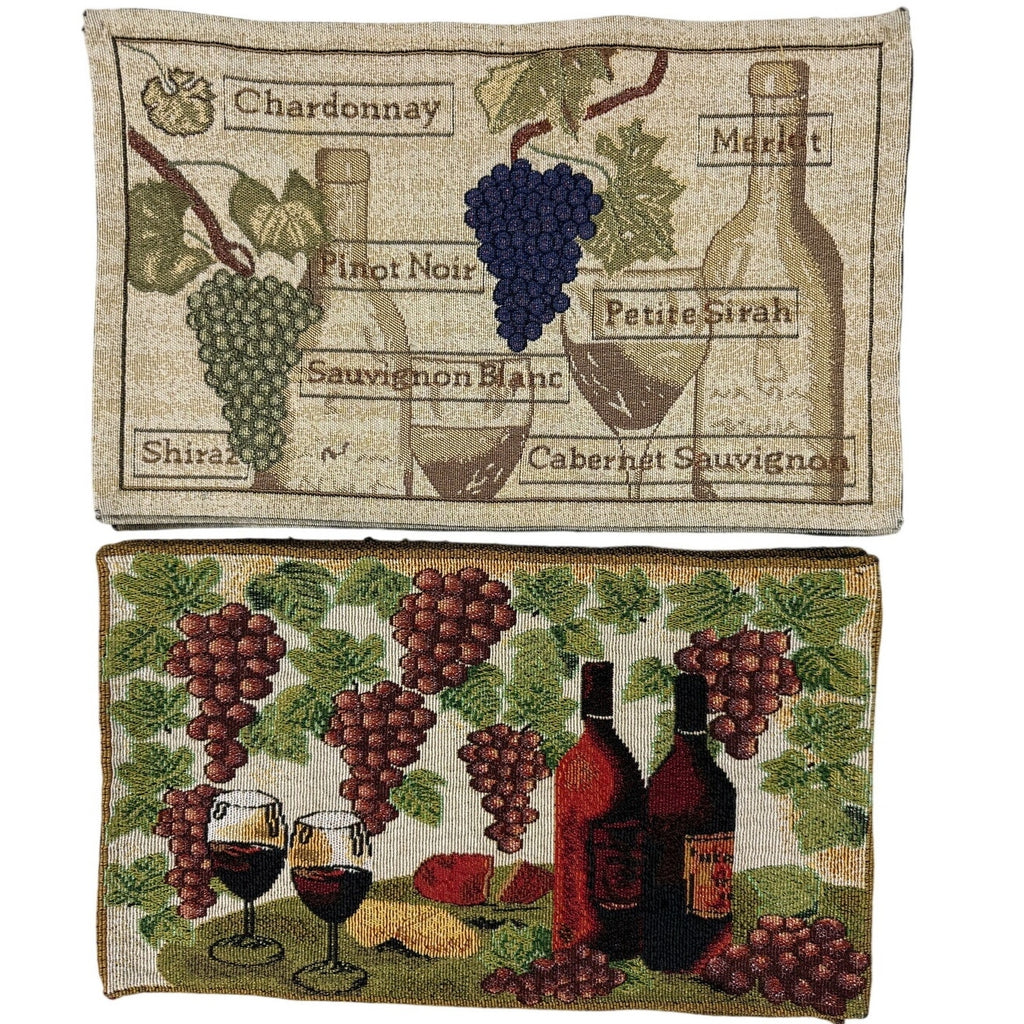 Vintage 90s Wine Grapes Tapestry Placemats Set of 8 Two Designs 18 5x11 5