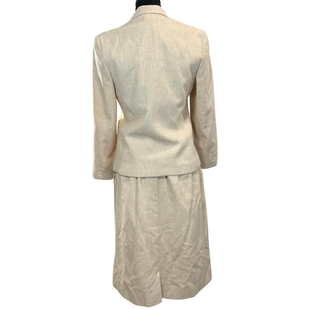 Vintage 70s Tan Wool Skirt Blazer Jacket Suit Set Women's 6 JH Collectibles