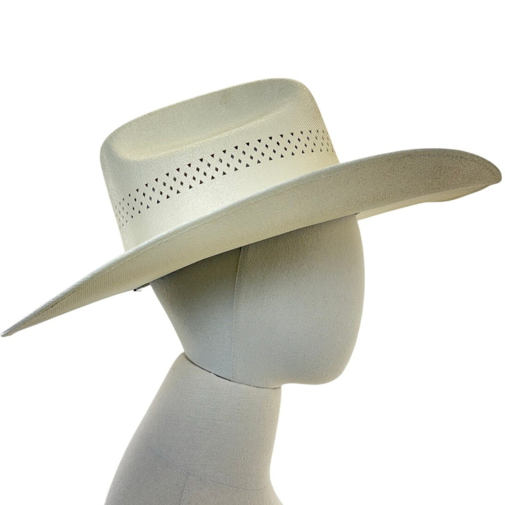 Vintage 90s Cowboy Canvas Western Cowboy Hat Cream White Vented Brim Adult Mens