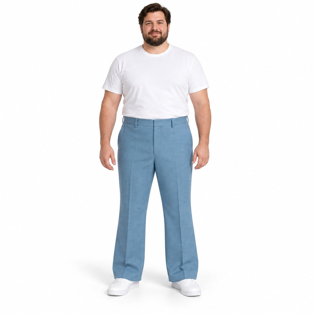 Vintage 70s Colebrook Sky Blue Polyester Disco Leisure Pants Mens XL 40x30
