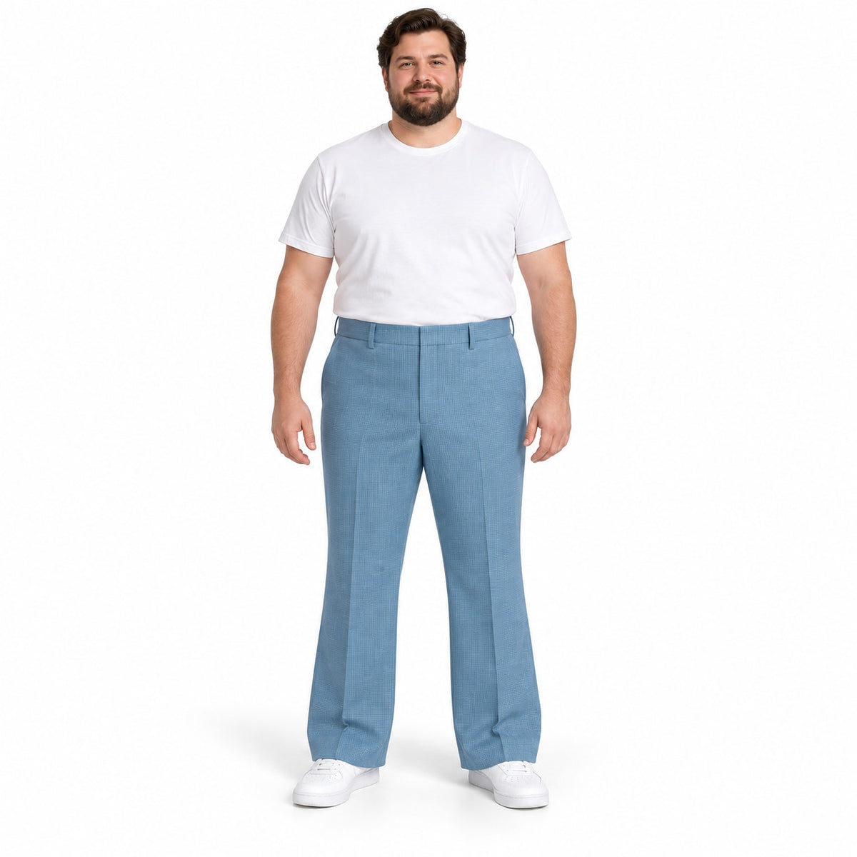 Vintage 70s Colebrook Sky Blue Polyester Disco Leisure Pants Mens XL 40x30