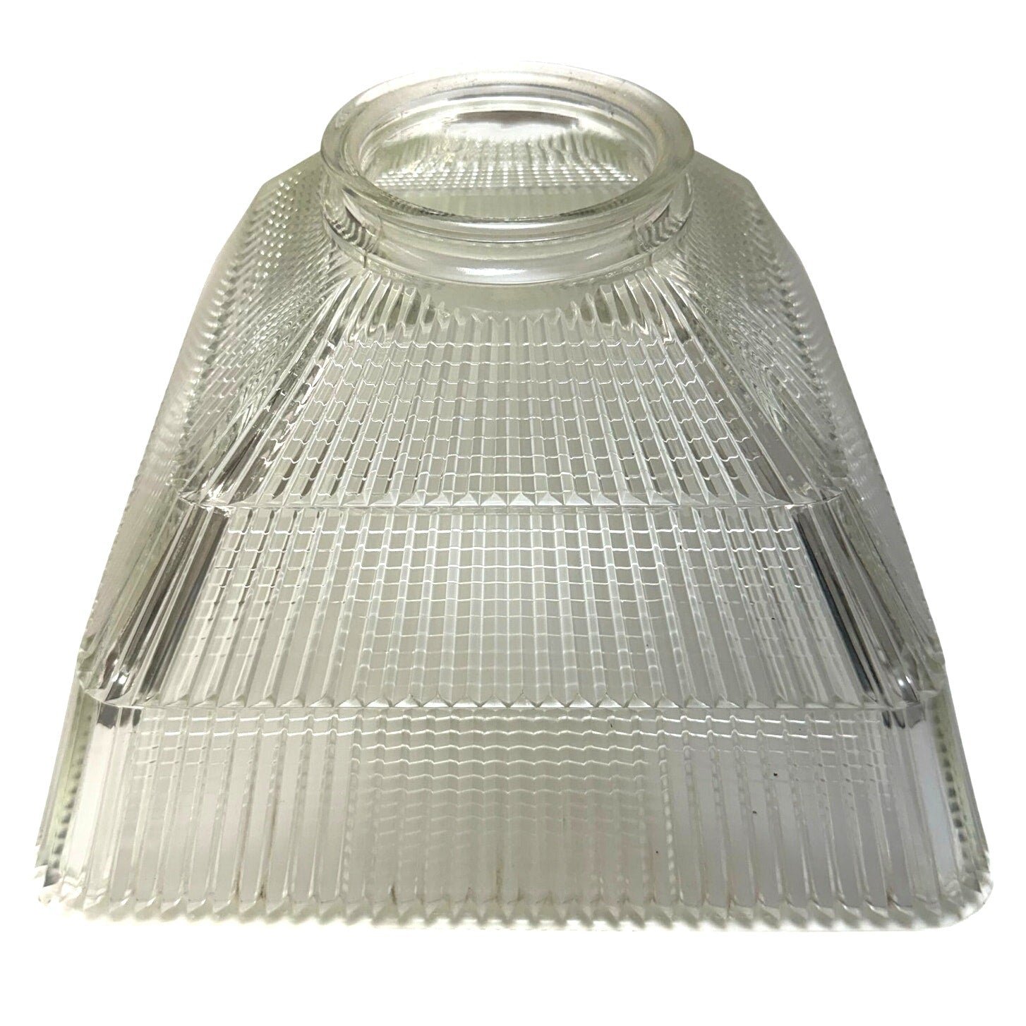 Vintage 70s Prismatic Glass Ceiling Light Shade Square Pyramid Ribbed