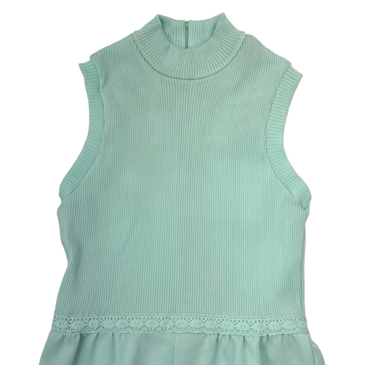 Vintage 70s Maxi Dress Women's Small Mint Green Sleeveless Knit Alison Ayers
