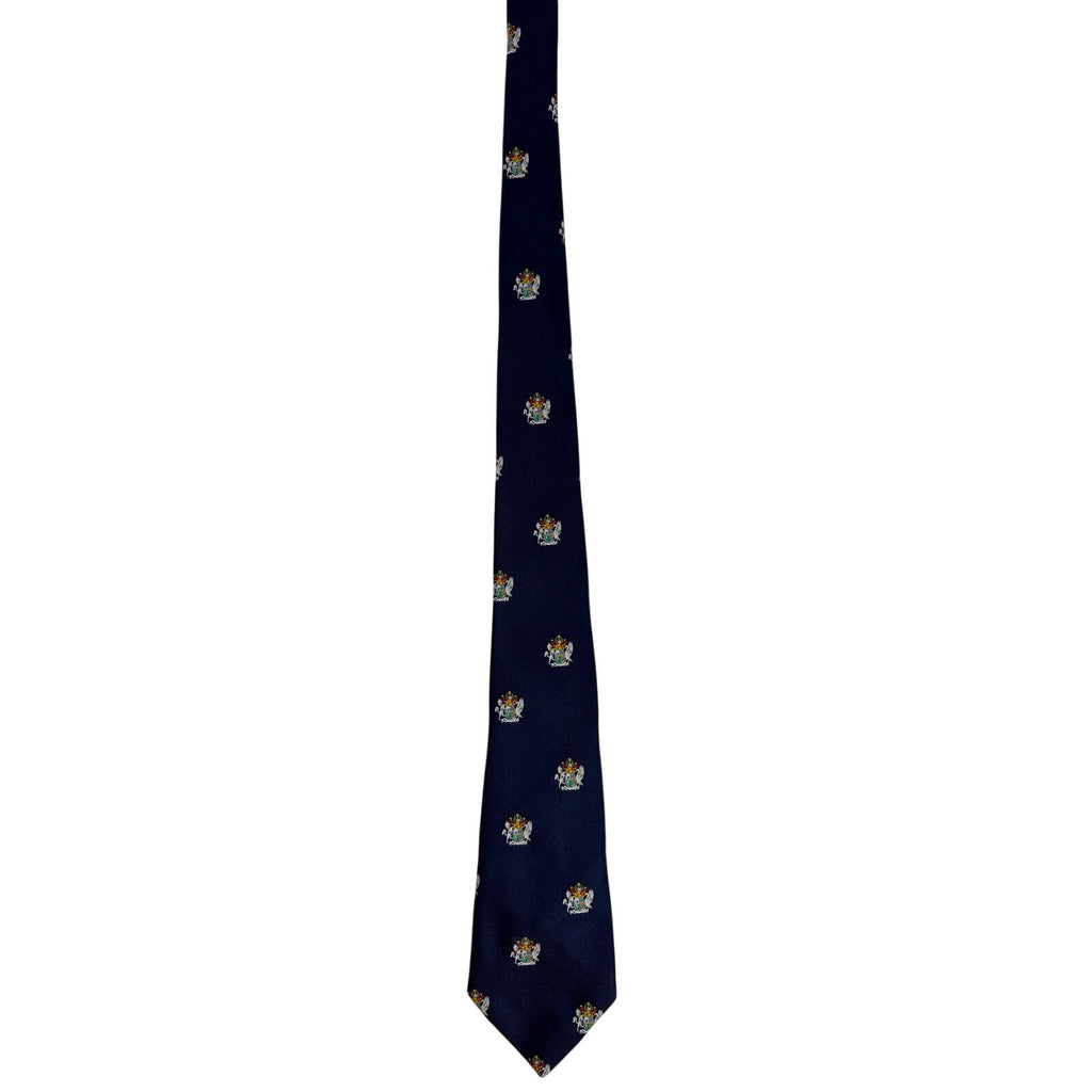 Vintage 80s Welbon Haskell Navy Heraldic Crest Polyester Necktie