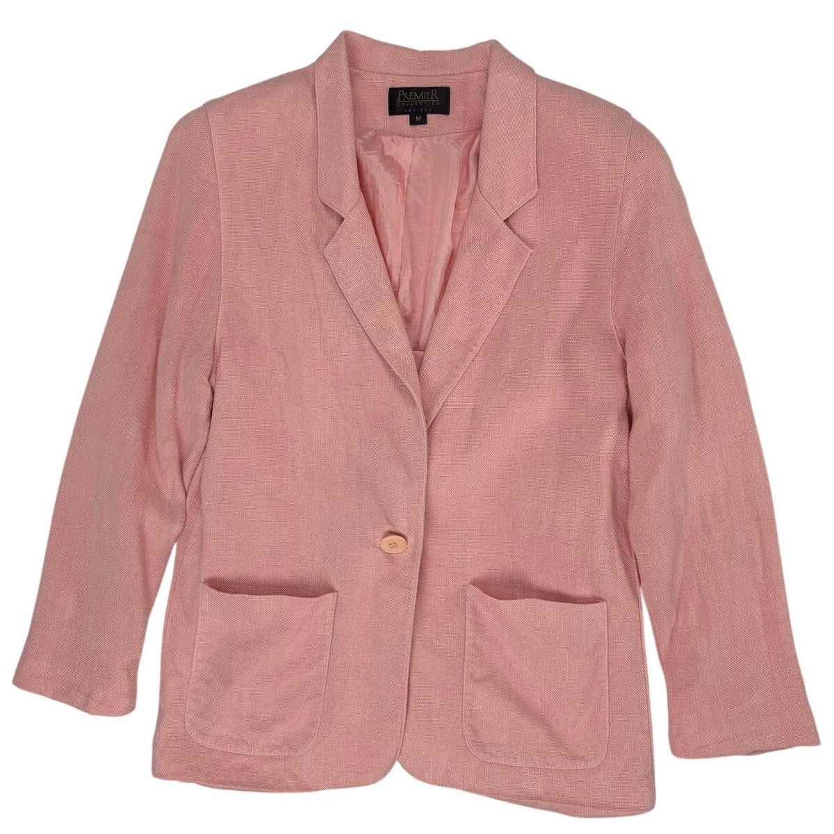 Vintage 80s Premier Collection Salmon Pink Rayon Blazer Jacket Womens Medium