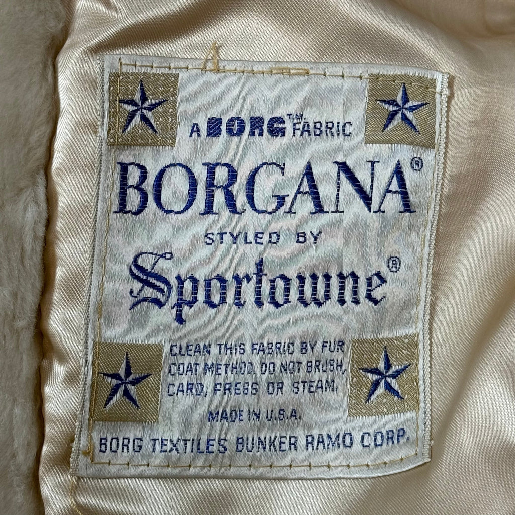 Vintage 60s Women’s Large Borgana Cream Faux Fur Jacket Double Breasted