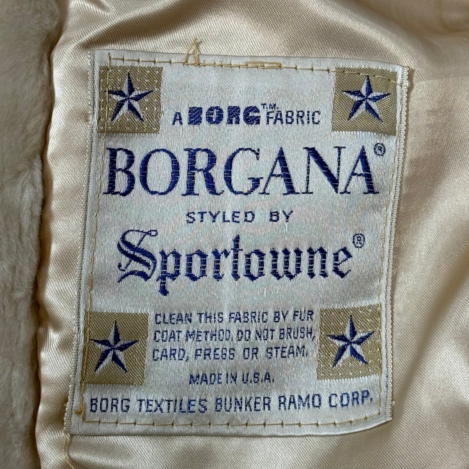 Vintage 60s Borgana Cream Faux Fur Jacket Double Breasted Women’s Medium
